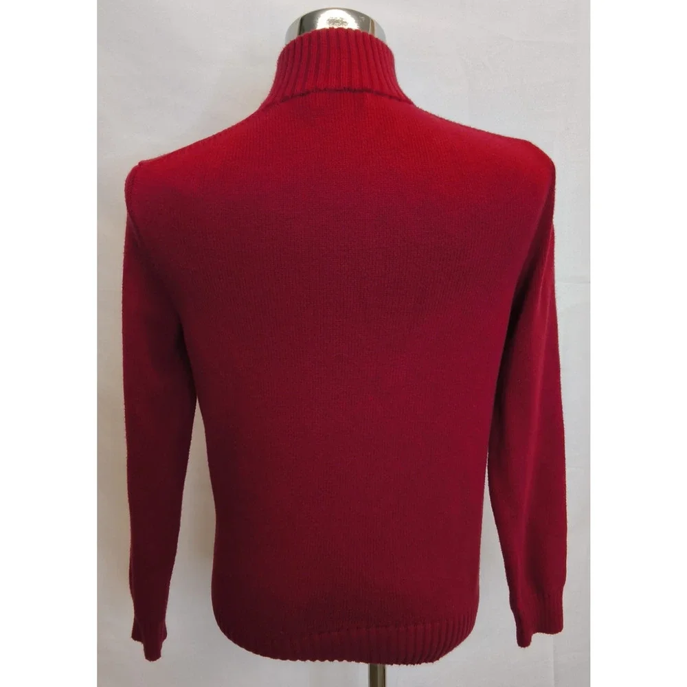 Polo Ralph Lauren 1/4 Zip Knit Sweater Men's Size S Red Logo #W5357